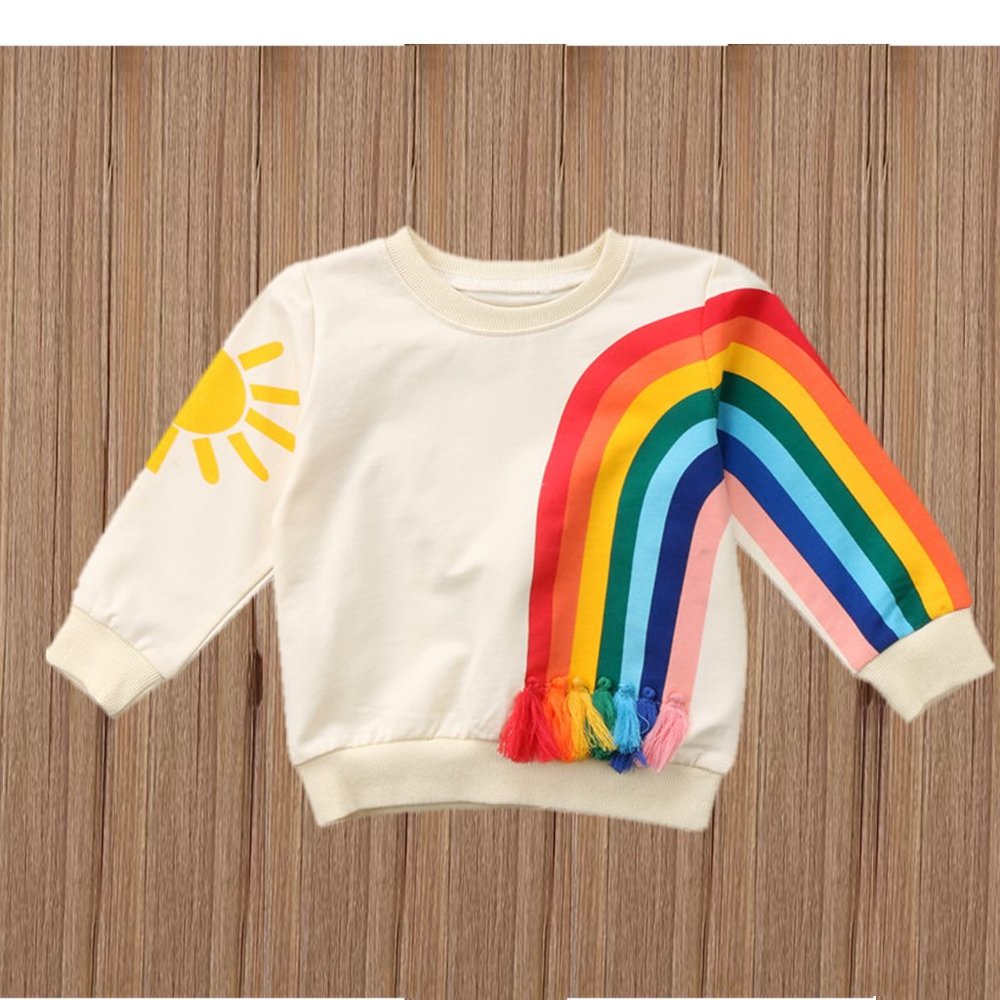 Rainbow Sweater Long Sleeve Pullover Top Sweatshirt Dress Fall Winter Cocomelon
